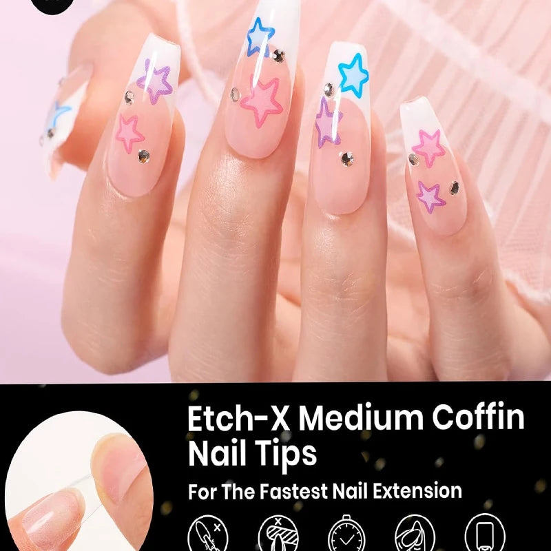 Clear Coffin Gel Nail Tips — 240 Piece