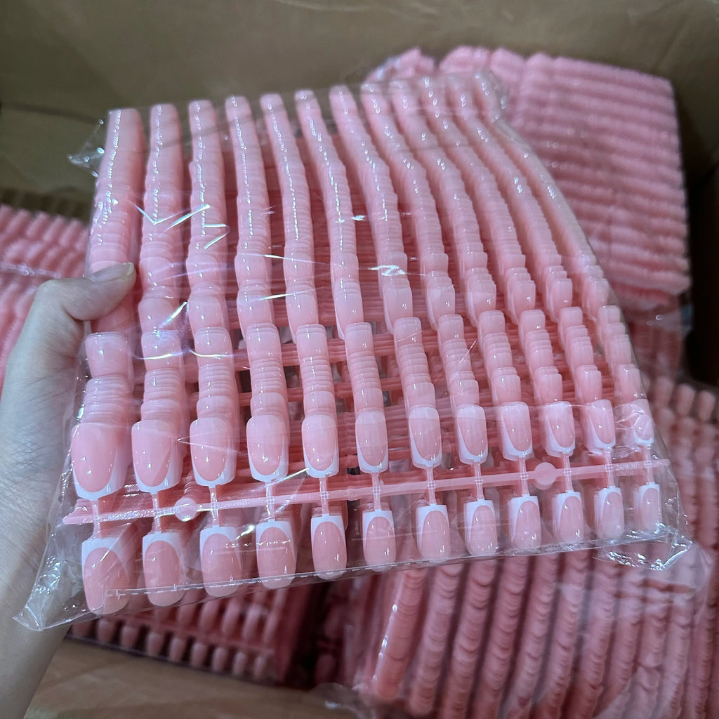 Pink French Coffin Press-Ons — 120 Piece