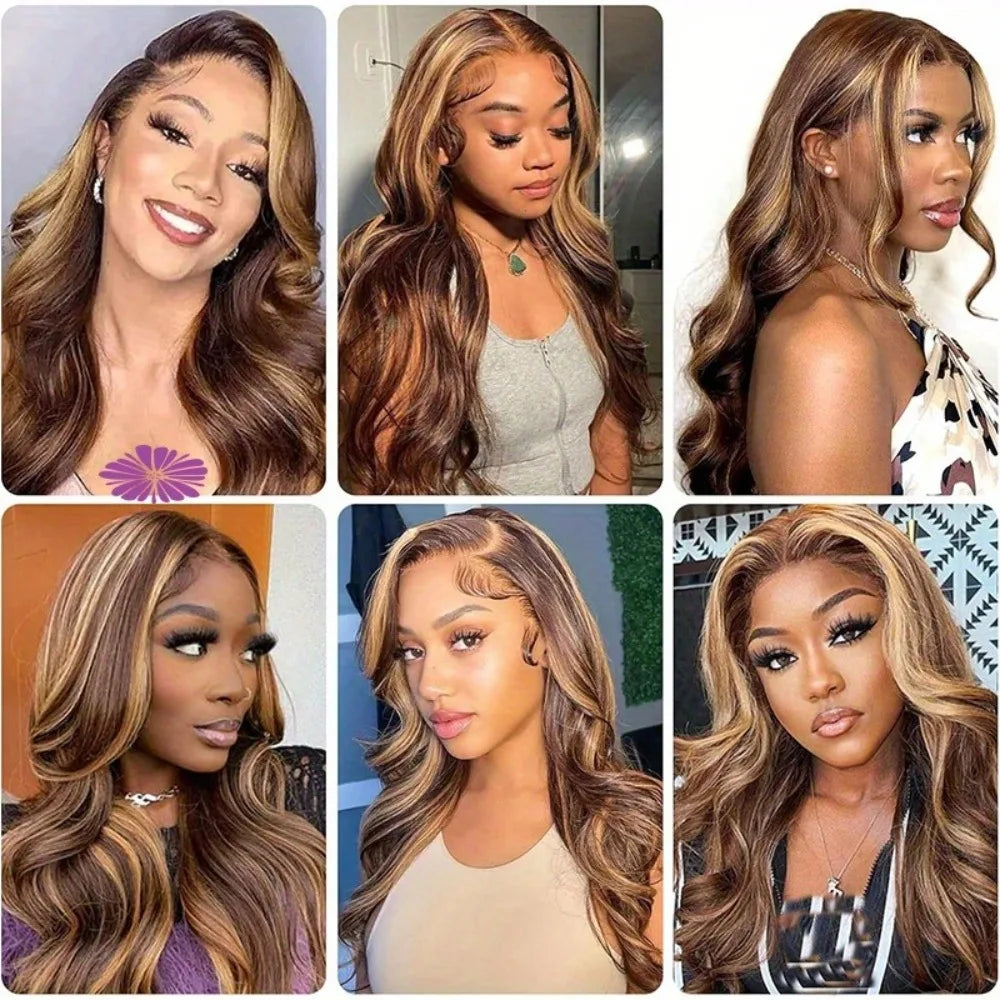 Honey Blonde Highlight Body Wave Wig