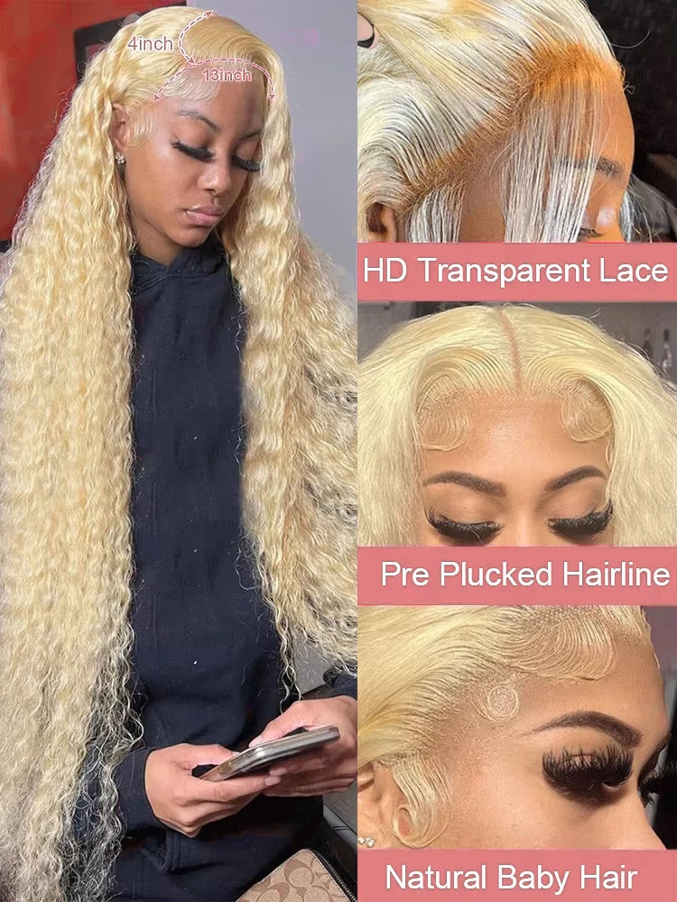 613 Honey Blonde Curly Wig — Loose Deep Wave