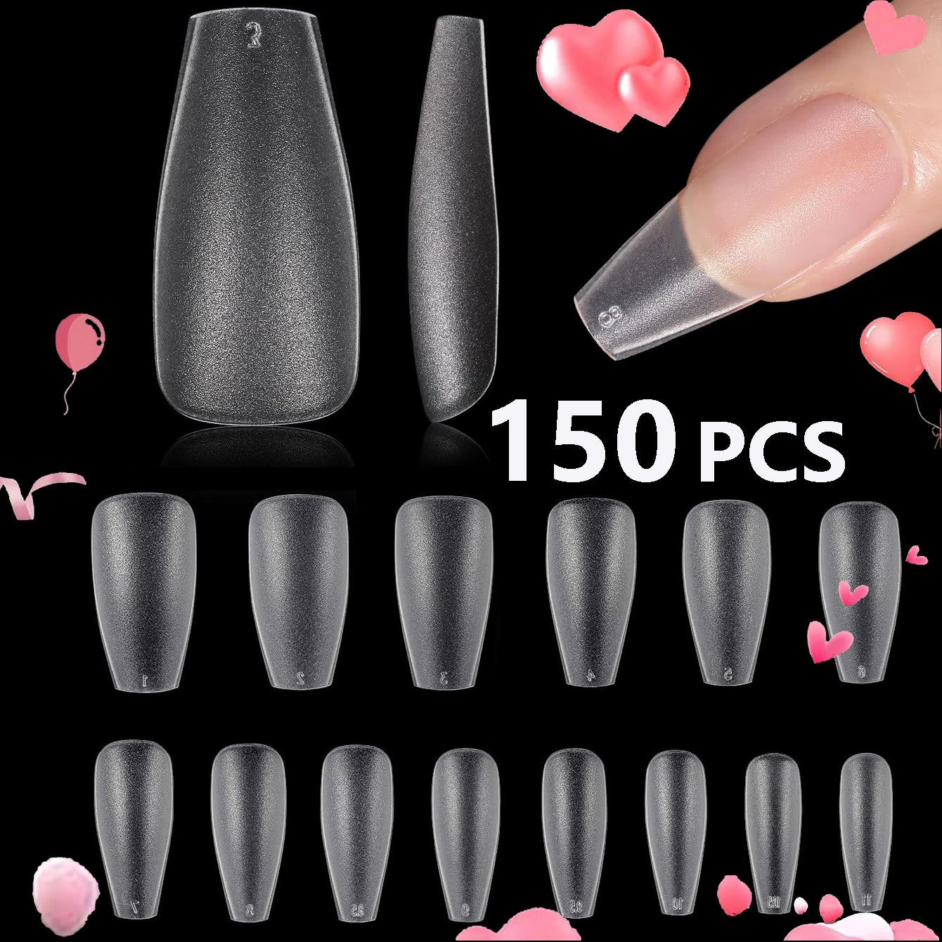 Clear Press-On Toenails with Glue Kit