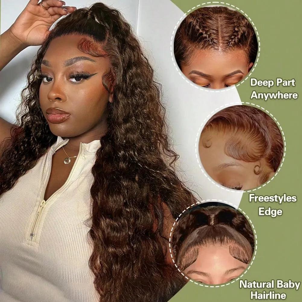 Chocolate Brown Deep Wave Wig — 250% Density