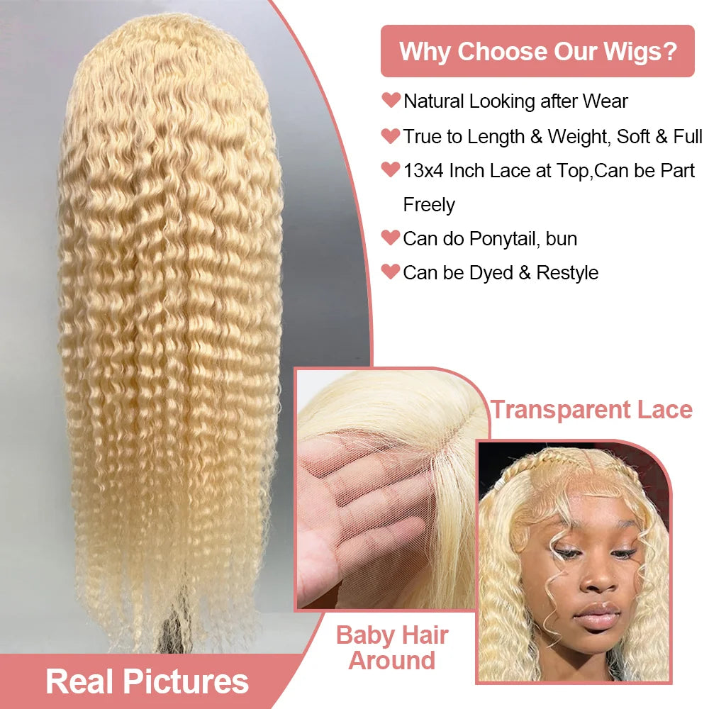 613 Honey Blonde Curly Wig — Loose Deep Wave
