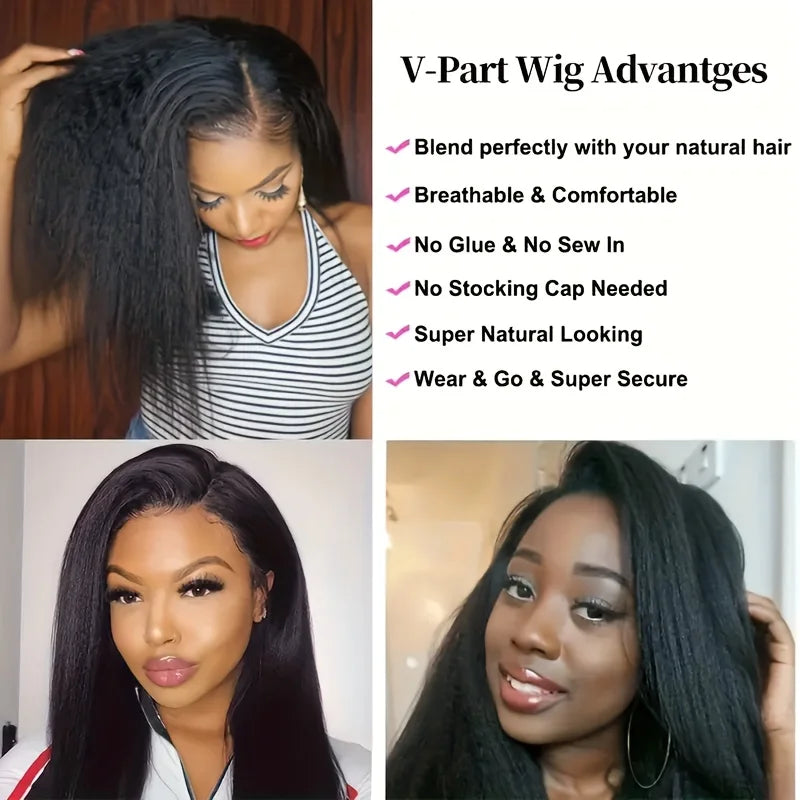 Kinky Straight V-Part Wig — No Leave Out