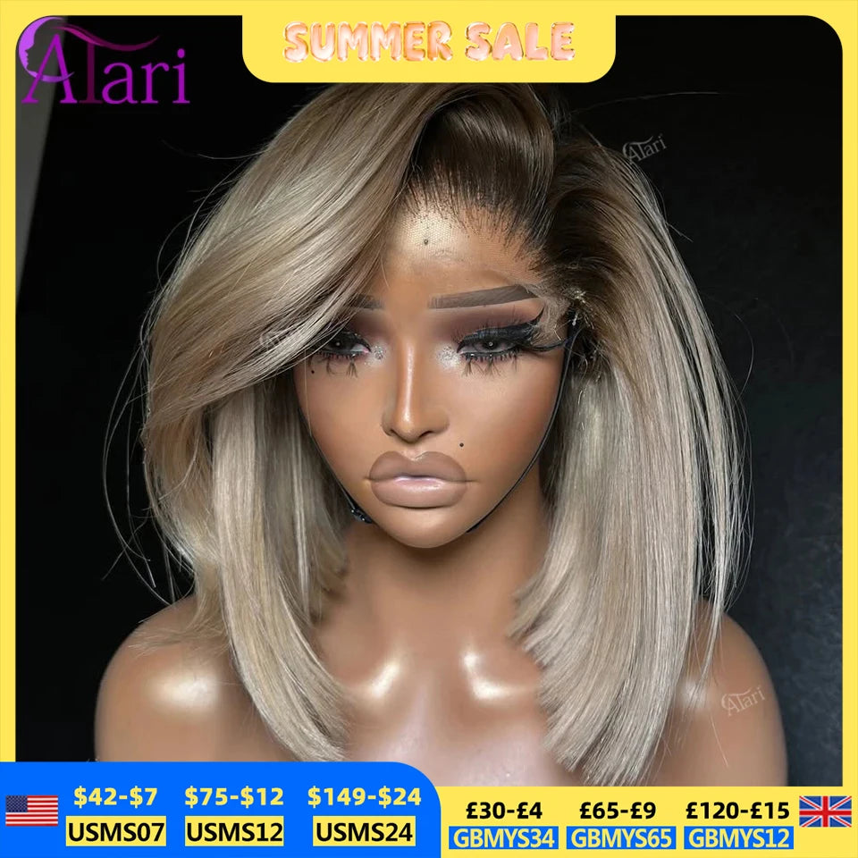 Ash Blonde Bob Wig — 100% Human Hair
