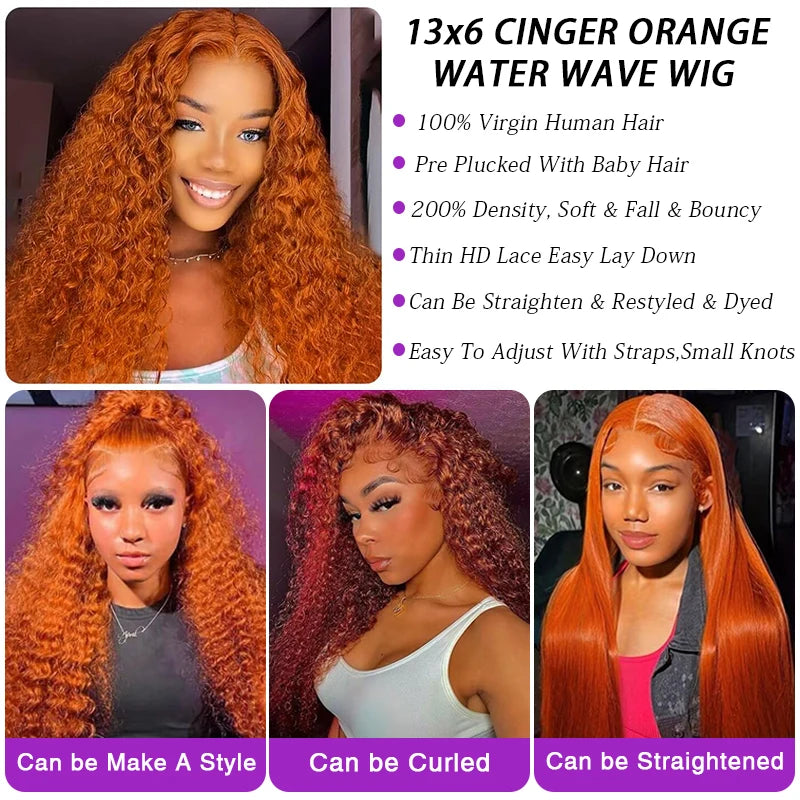 Ginger Water Wave Lace Front Wig