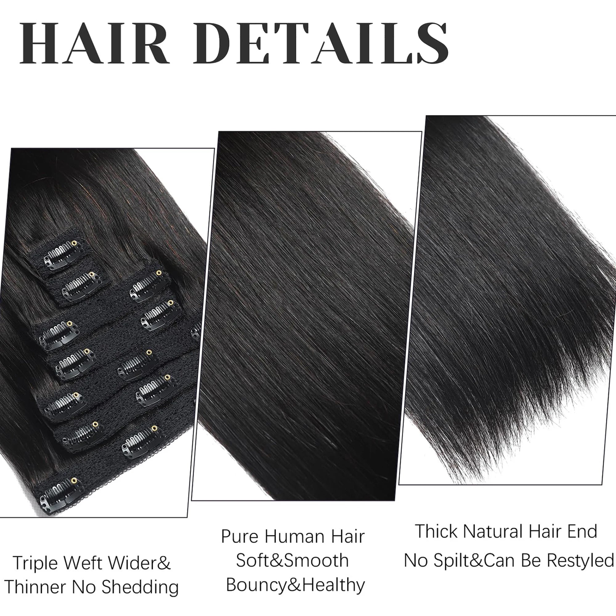 Straight Clip-In Extensions — 8 Piece Set